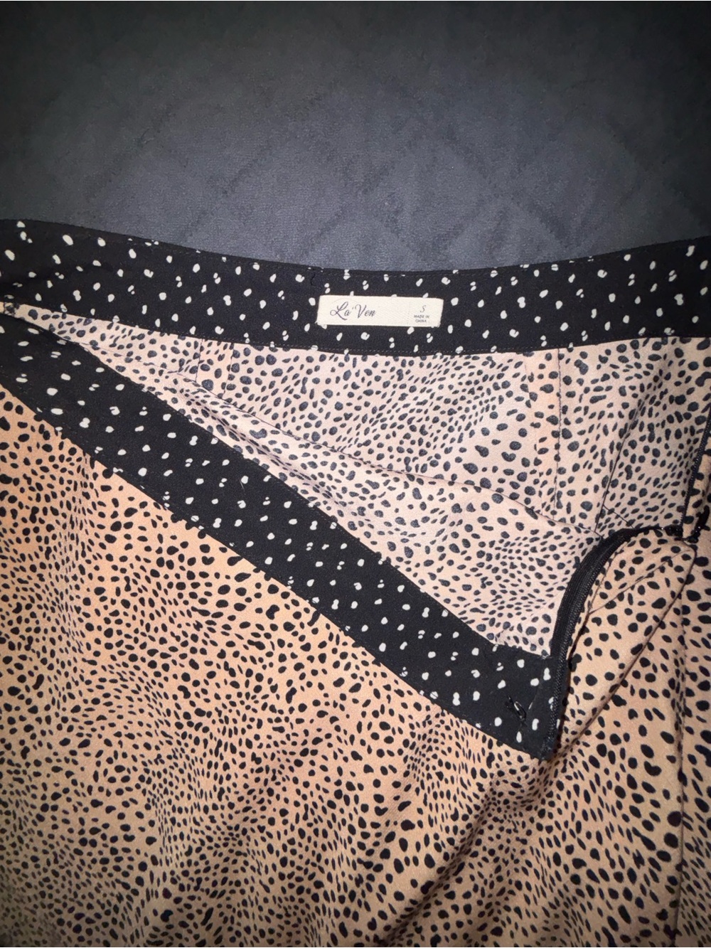 Polka Dot Trim Leopard Print Midi Skirt - Pink - Picture 2 of 2